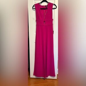 NWT Express Fuchsia Plunging Neck Long Jumpsuit in Size XS
